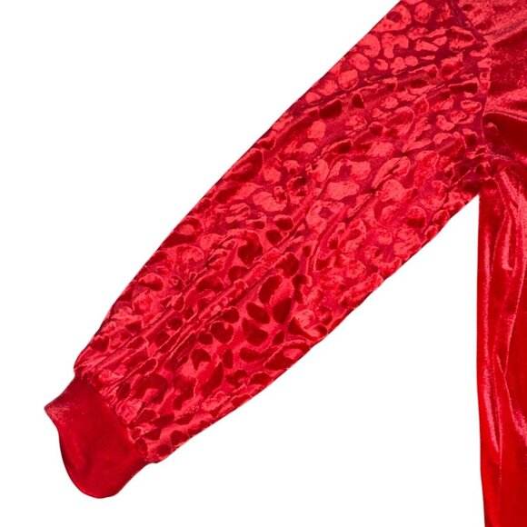 Ruby Rd. Scoop Neck Velvet Sweatshirt W/ Animal Print Sleeves-Red-1X-GUC - Picture 4 of 6